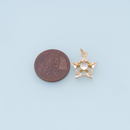 18K Gold Filled Star Pendant,Micro Pave Star Charm Bracelet Necklace for DIY Jewelry Making Supply