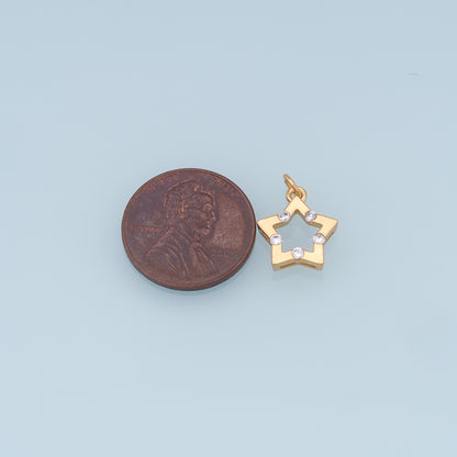 18K Gold Filled Star Pendant,CZ Micro Pave Star Charm Bracelet Necklace for DIY Jewelry Making Supply