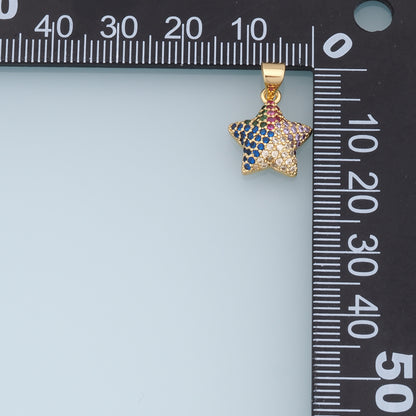 18K Gold Filled Star Pendant,CZ Micro Pave Star Charm Bracelet Necklace for DIY Jewelry Making Supply