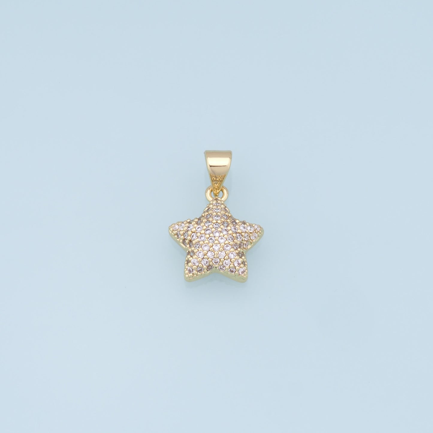 18K Gold Filled Star Pendant,CZ Micro Pave Star Charm Bracelet Necklace for DIY Jewelry Making Supply