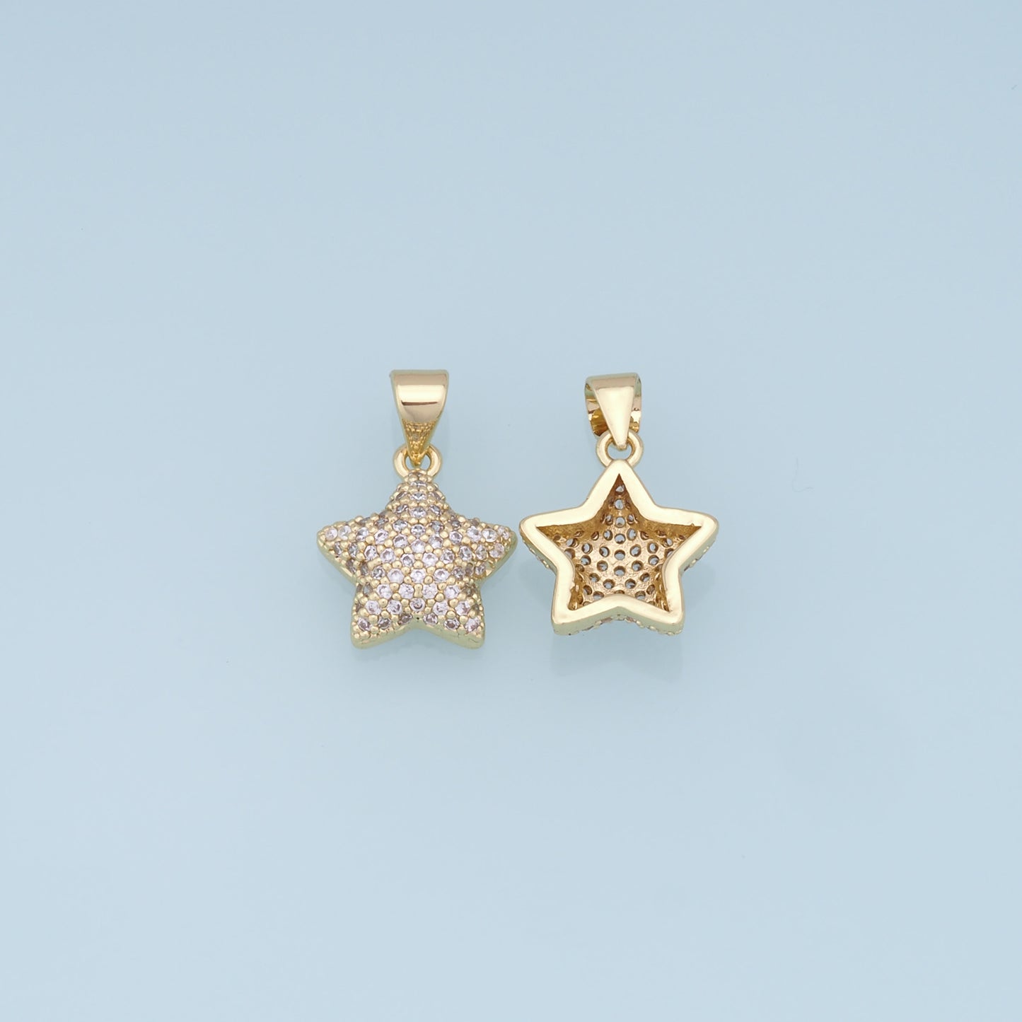 18K Gold Filled Star Pendant,CZ Micro Pave Star Charm Bracelet Necklace for DIY Jewelry Making Supply