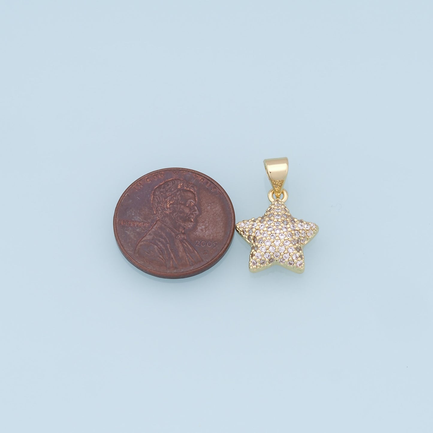 18K Gold Filled Star Pendant,CZ Micro Pave Star Charm Bracelet Necklace for DIY Jewelry Making Supply