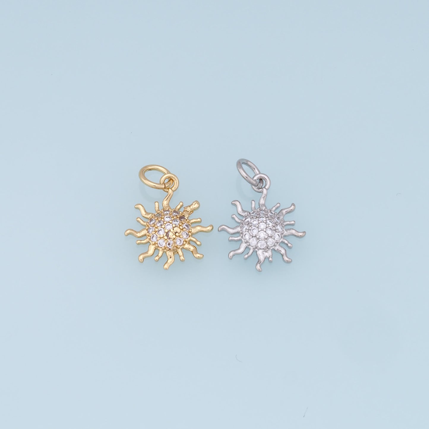 Gold CZ Sun Charms,18K Gold Filled Sun Pendant,celestial  Charm Bracelet Necklace for DIY Jewelry Making Supply