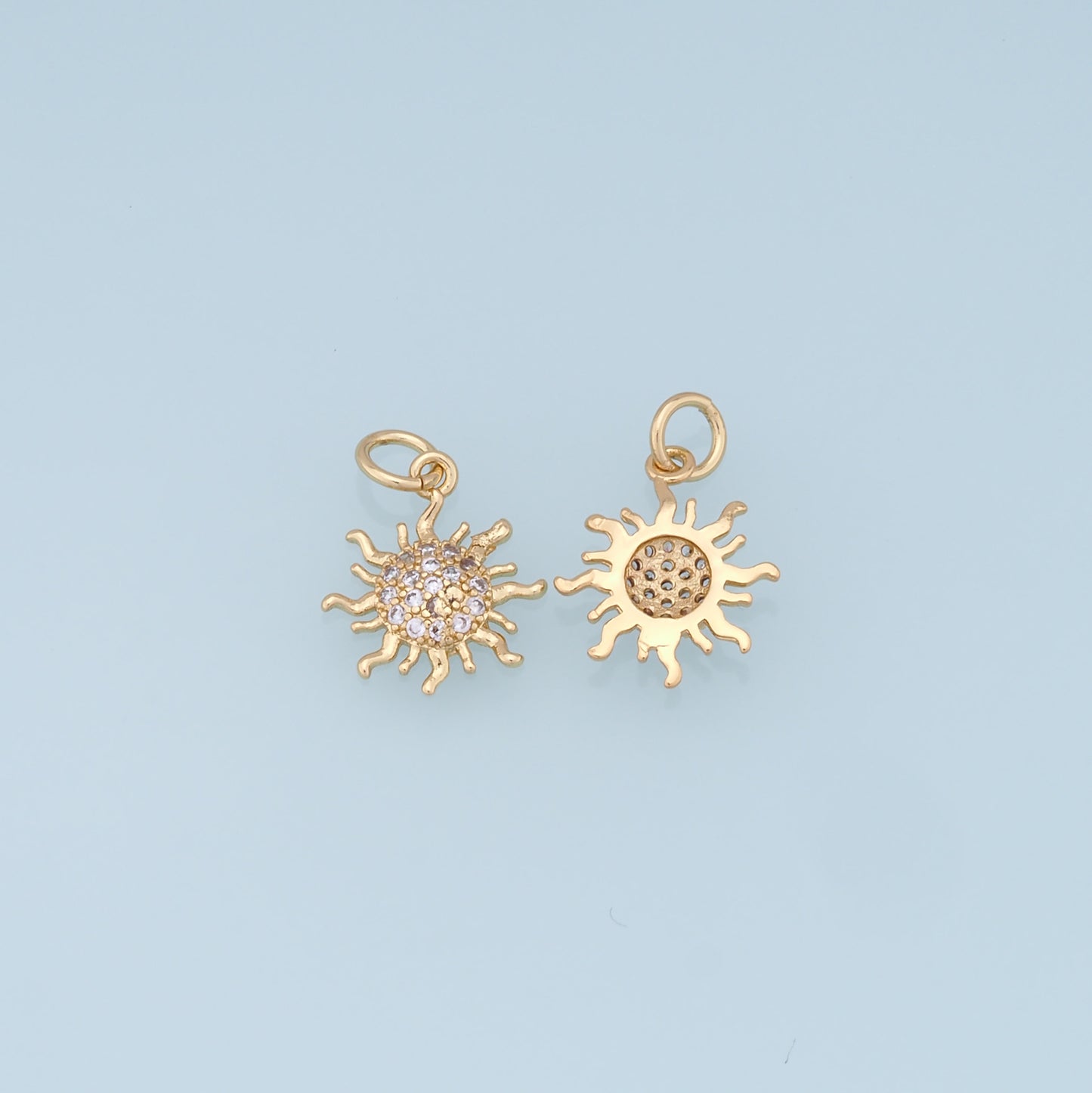 Gold CZ Sun Charms,18K Gold Filled Sun Pendant,celestial  Charm Bracelet Necklace for DIY Jewelry Making Supply