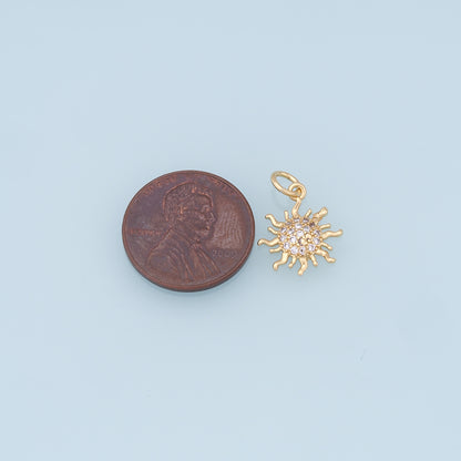 Gold CZ Sun Charms,18K Gold Filled Sun Pendant,celestial  Charm Bracelet Necklace for DIY Jewelry Making Supply