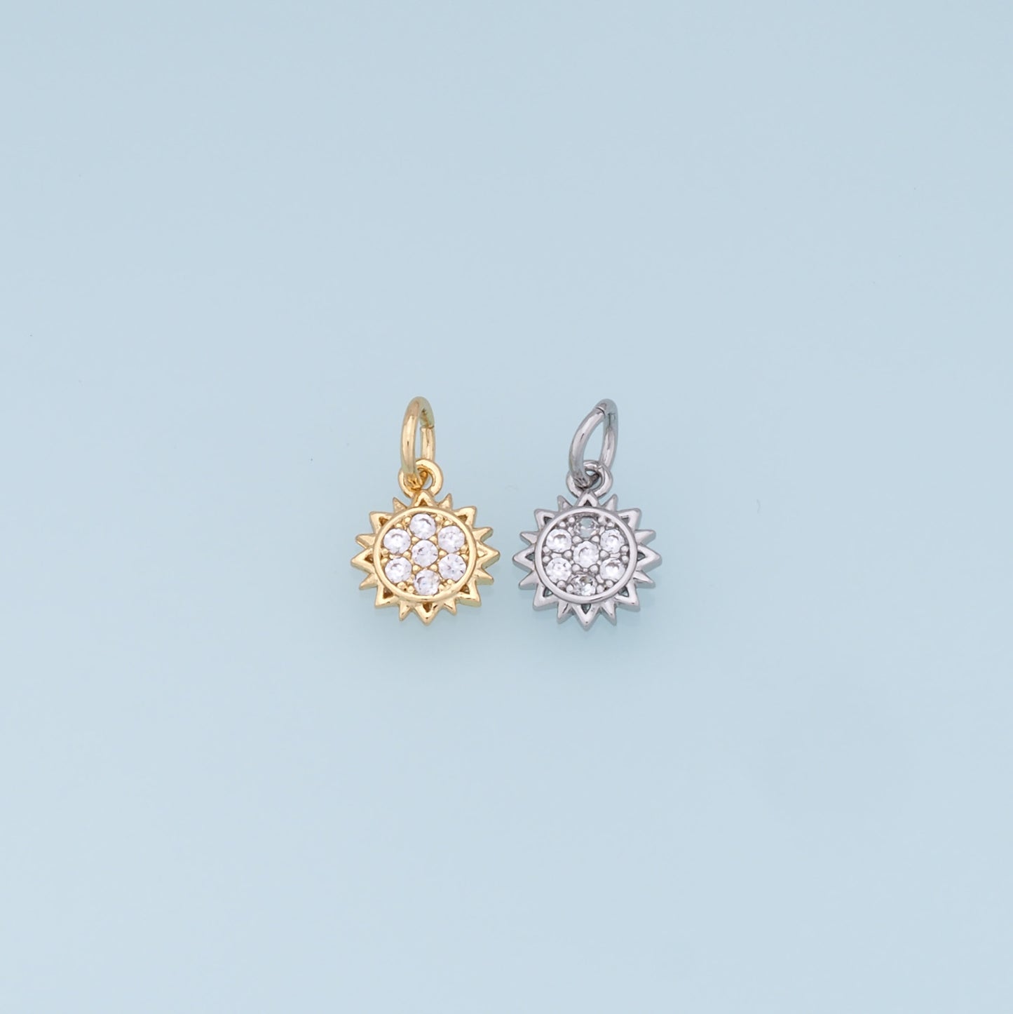 Gold CZ Sun Charms,18K Gold Filled Sun Pendant,celestial  Charm Bracelet Necklace for DIY Jewelry Making Supply