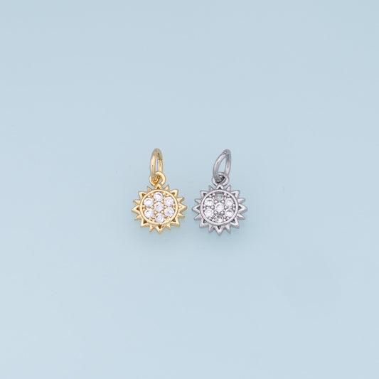 Gold CZ Sun Charms,18K Gold Filled Sun Pendant,celestial  Charm Bracelet Necklace for DIY Jewelry Making Supply