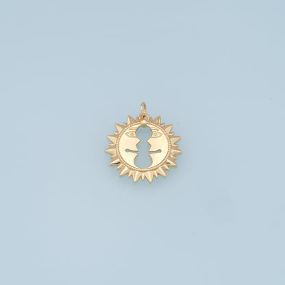 Gold Sun Charms,18K Gold Filled Sun Pendant,celestial  Charm Bracelet Necklace for DIY Jewelry Making Supply