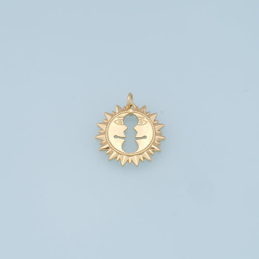 Gold Sun Charms,18K Gold Filled Sun Pendant,celestial  Charm Bracelet Necklace for DIY Jewelry Making Supply