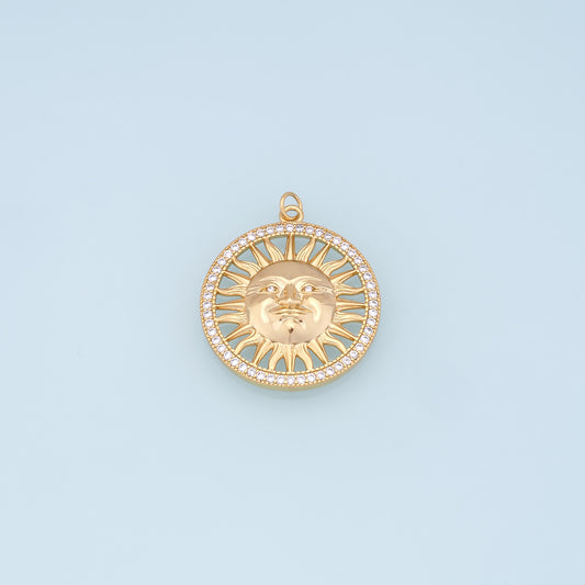 Gold CZ Sun Charms,18K Gold Filled Sun Pendant,celestial  Charm Bracelet Necklace for DIY Jewelry Making Supply