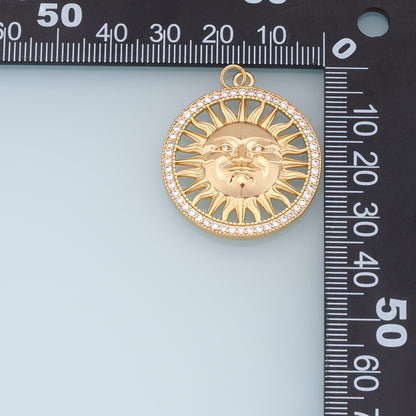 Gold CZ Sun Charms,18K Gold Filled Sun Pendant,celestial  Charm Bracelet Necklace for DIY Jewelry Making Supply