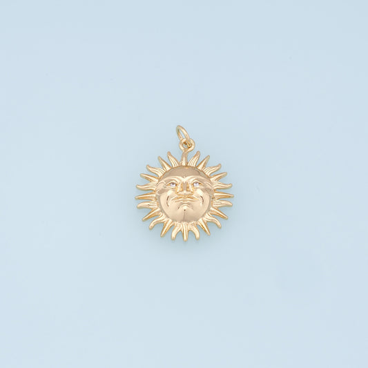 Gold Sun Charms,18K Gold Filled Sun Pendant,celestial  Charm Bracelet Necklace for DIY Jewelry Making Supply