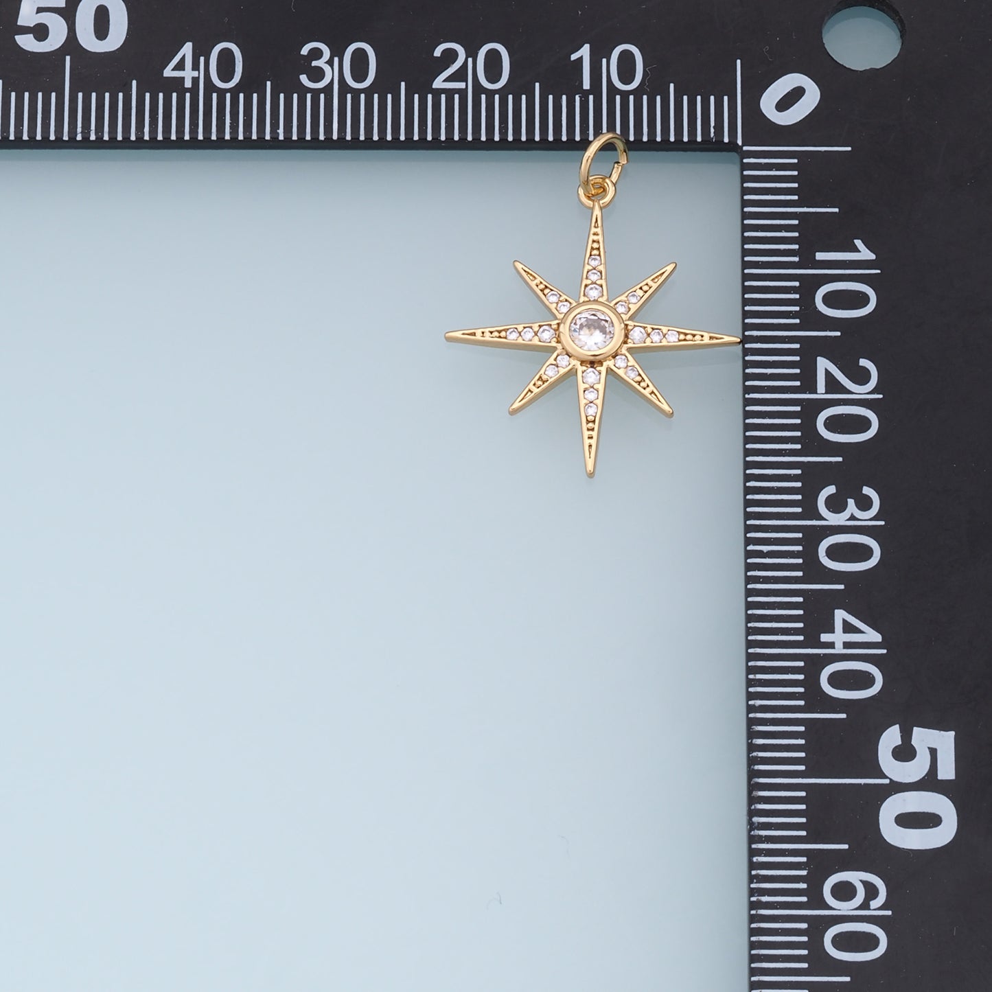 Gold Star Charms,18K Gold Filled Starburst Pendant,CZ North Star Charm Bracelet Necklace for DIY Jewelry Making Supply