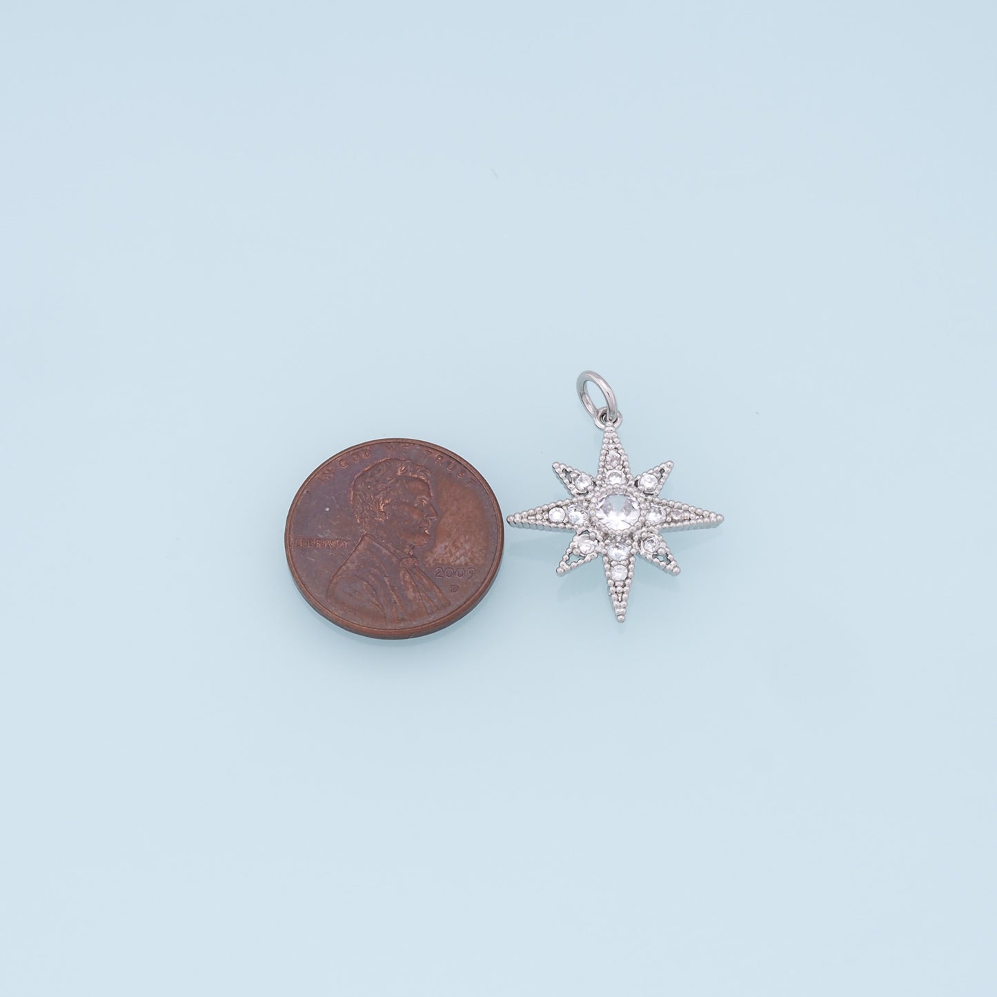Gold Star Charms,18K Gold Filled Starburst Pendant,CZ North Star Charm Bracelet Necklace for DIY Jewelry Making Supply
