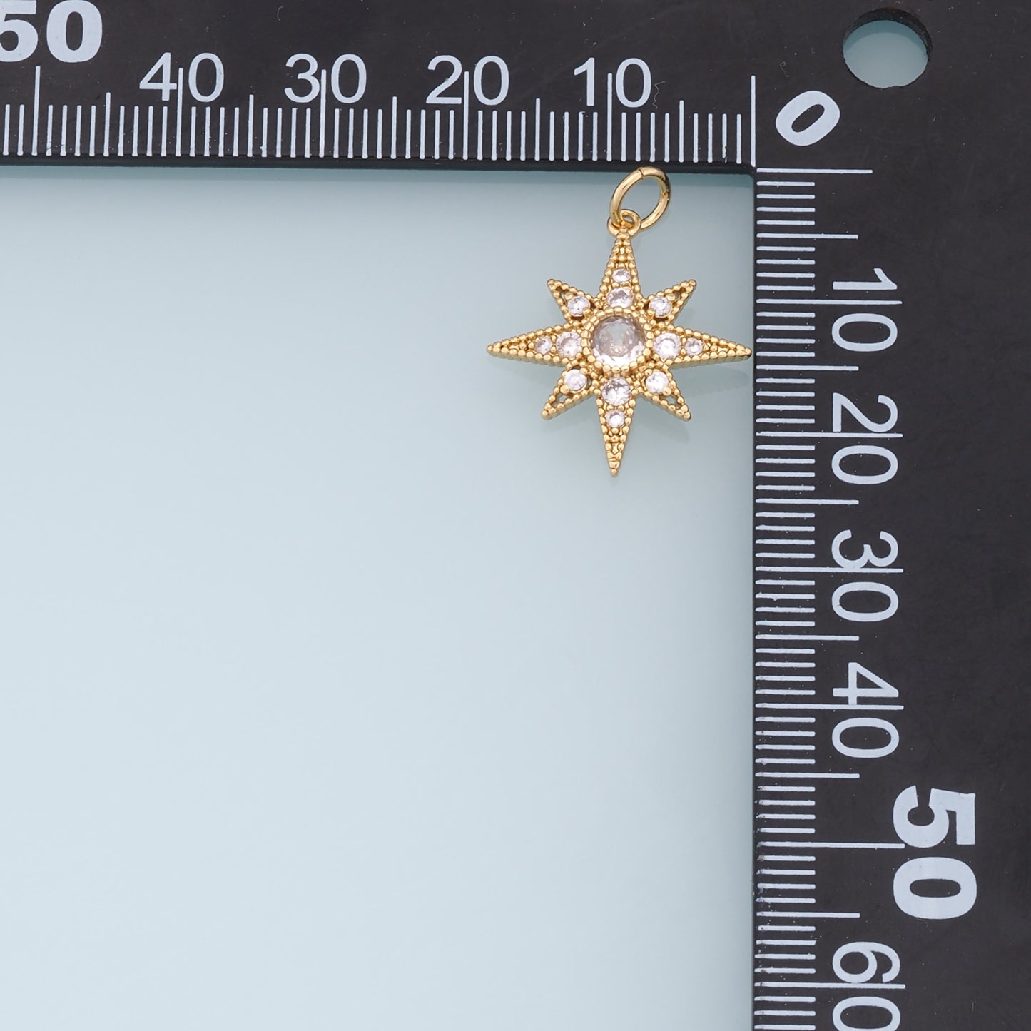 Gold Star Charms,18K Gold Filled Starburst Pendant,CZ North Star Charm Bracelet Necklace for DIY Jewelry Making Supply