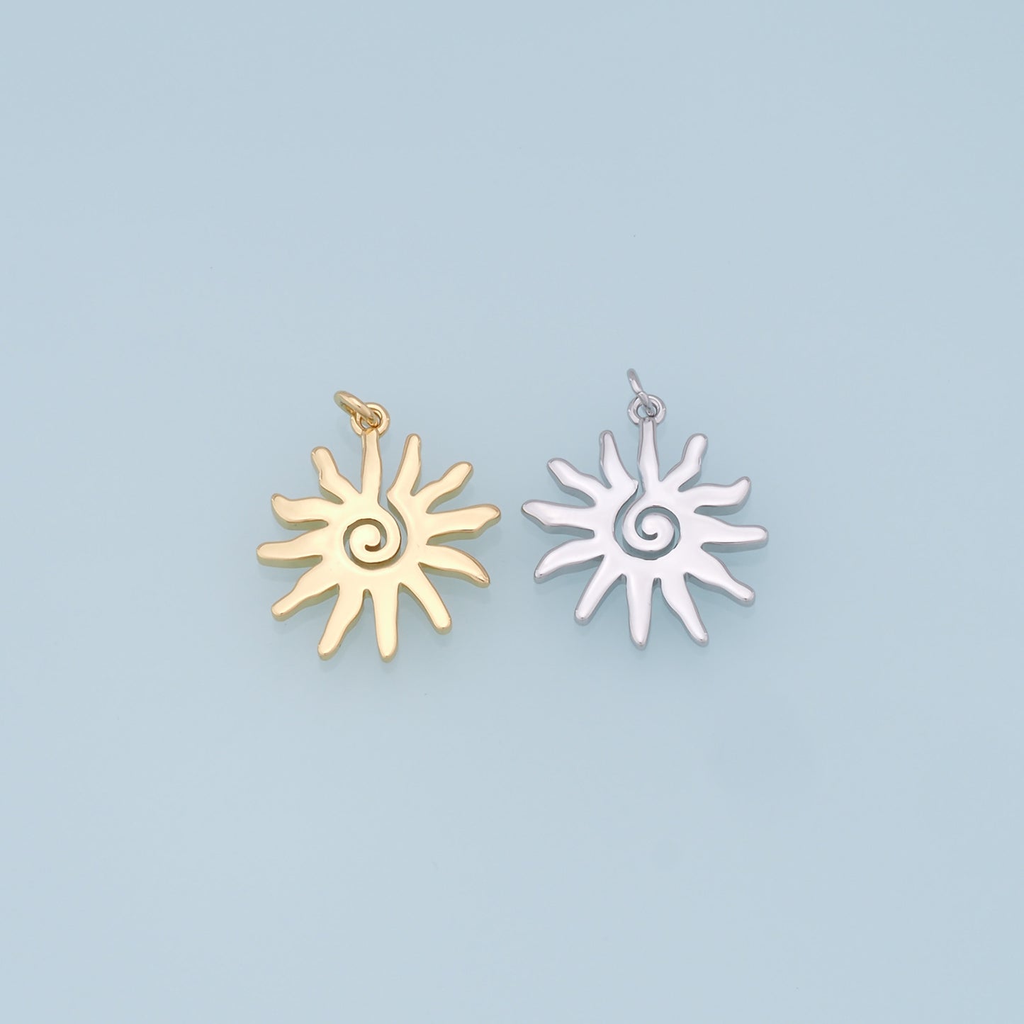 Gold Sun Charms,18K Gold Filled Sun Pendant,celestial  Charm Bracelet Necklace for DIY Jewelry Making Supply