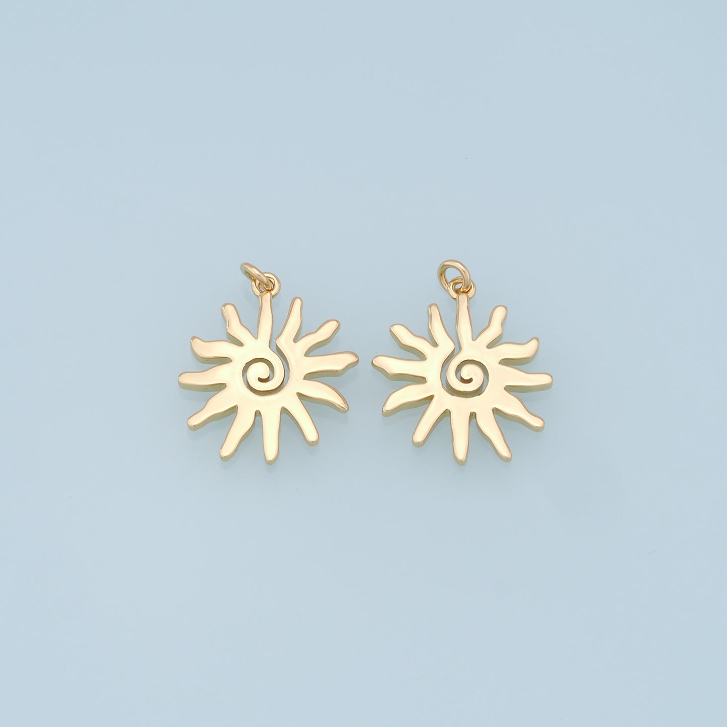 Gold Sun Charms,18K Gold Filled Sun Pendant,celestial  Charm Bracelet Necklace for DIY Jewelry Making Supply