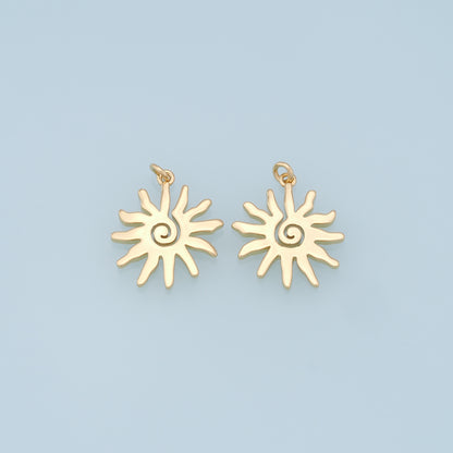 Gold Sun Charms,18K Gold Filled Sun Pendant,celestial  Charm Bracelet Necklace for DIY Jewelry Making Supply