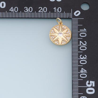 Gold Star Charms,18K Gold Filled Starburst Pendant,CZ North Star Charm Bracelet Necklace for DIY Jewelry Making Supply