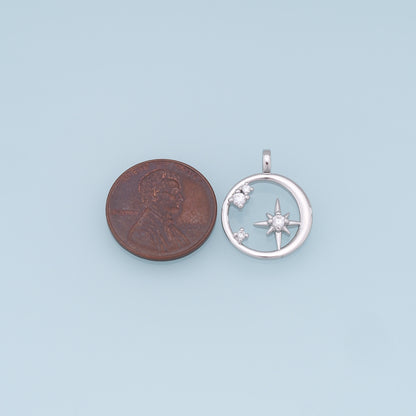 Gold Star Charms,18K Gold Filled Starburst Pendant,CZ North Star Charm Bracelet Necklace for DIY Jewelry Making Supply