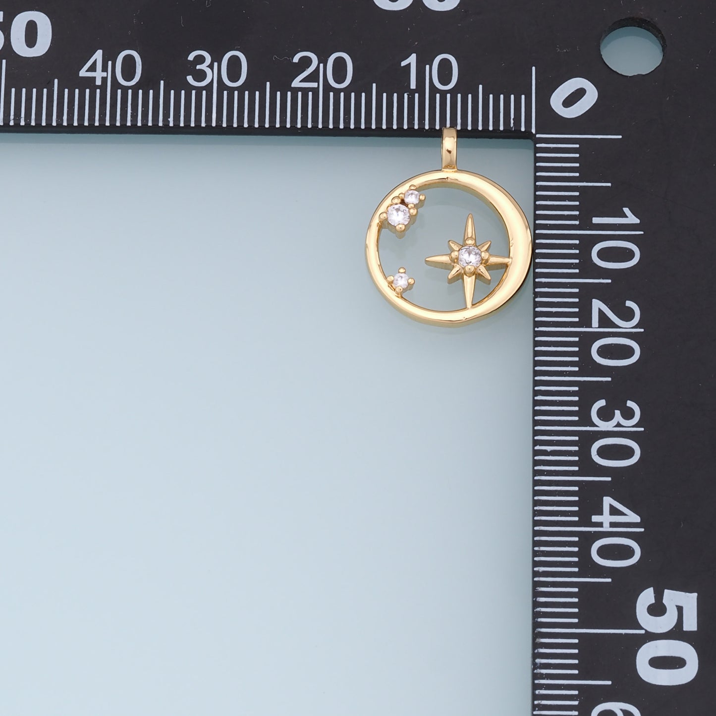 Gold Star Charms,18K Gold Filled Starburst Pendant,CZ North Star Charm Bracelet Necklace for DIY Jewelry Making Supply