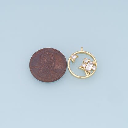 Gold Moon Star Charms,18K Gold Filled CZ Sun Pendant,Celestial Charm Bracelet Necklace for DIY Jewelry Making Supply