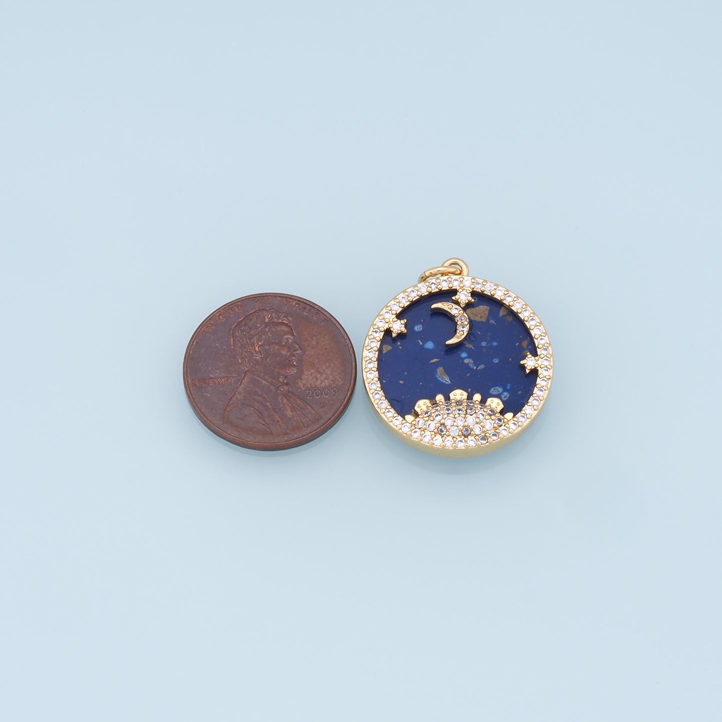 Gold Moon Star Charms,18K Gold Filled CZ Sun Pendant,Celestial Charm Bracelet Necklace for DIY Jewelry Making Supply