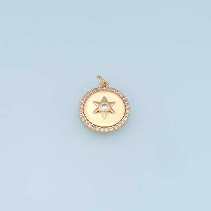 Gold Star Charms,18K Gold Filled Starburst Pendant,CZ North Star Charm Bracelet Necklace for DIY Jewelry Making Supply