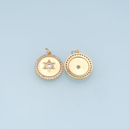 Gold Star Charms,18K Gold Filled Starburst Pendant,CZ North Star Charm Bracelet Necklace for DIY Jewelry Making Supply