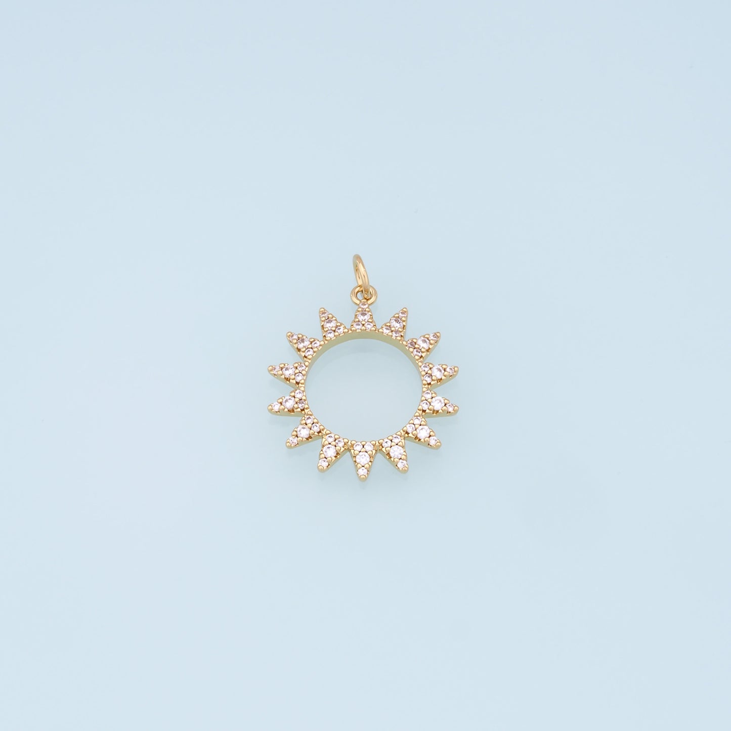 Gold CZ Sun Charms,18K Gold Filled Sun Pendant,celestial  Charm Bracelet Necklace for DIY Jewelry Making Supply