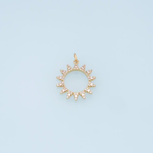 Gold CZ Sun Charms,18K Gold Filled Sun Pendant,celestial  Charm Bracelet Necklace for DIY Jewelry Making Supply