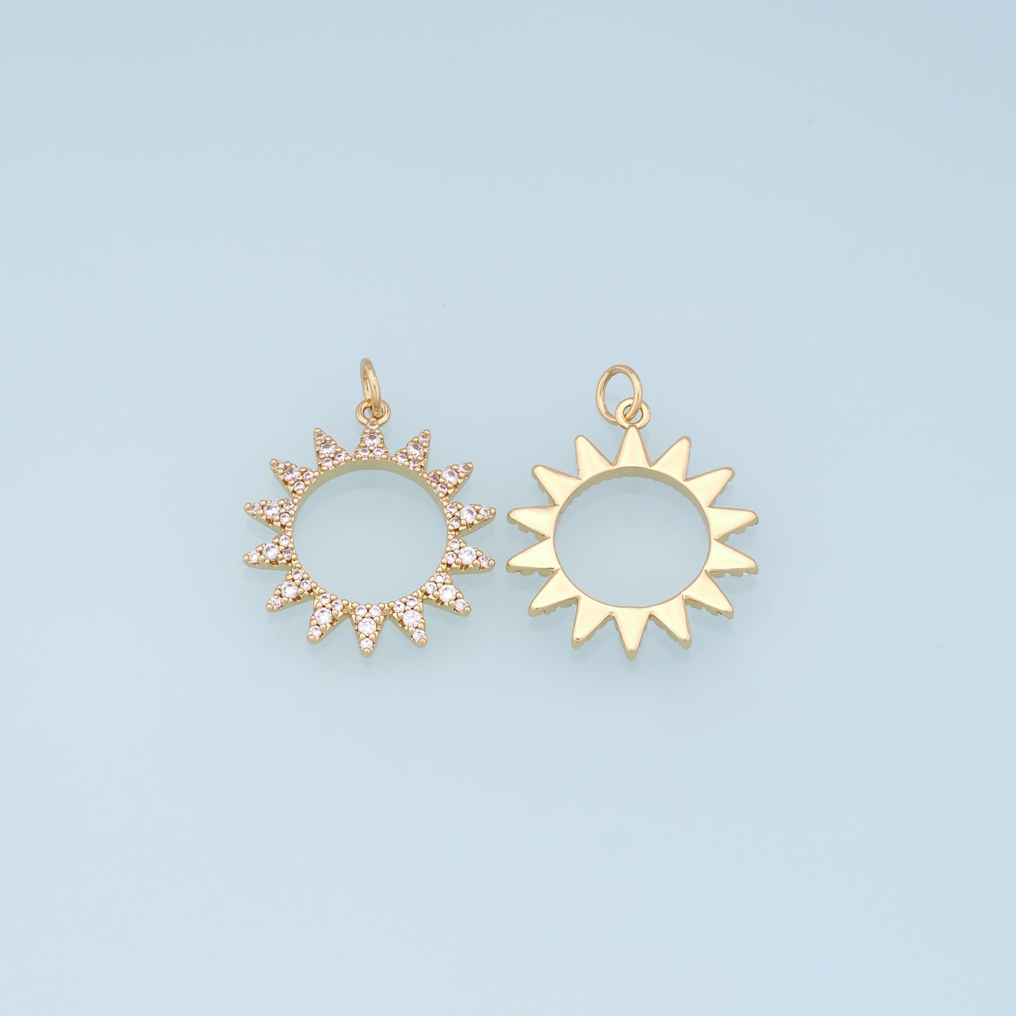 Gold CZ Sun Charms,18K Gold Filled Sun Pendant,celestial  Charm Bracelet Necklace for DIY Jewelry Making Supply