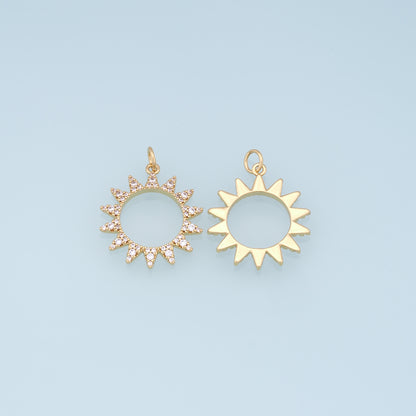 Gold CZ Sun Charms,18K Gold Filled Sun Pendant,celestial  Charm Bracelet Necklace for DIY Jewelry Making Supply