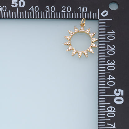 Gold CZ Sun Charms,18K Gold Filled Sun Pendant,celestial  Charm Bracelet Necklace for DIY Jewelry Making Supply