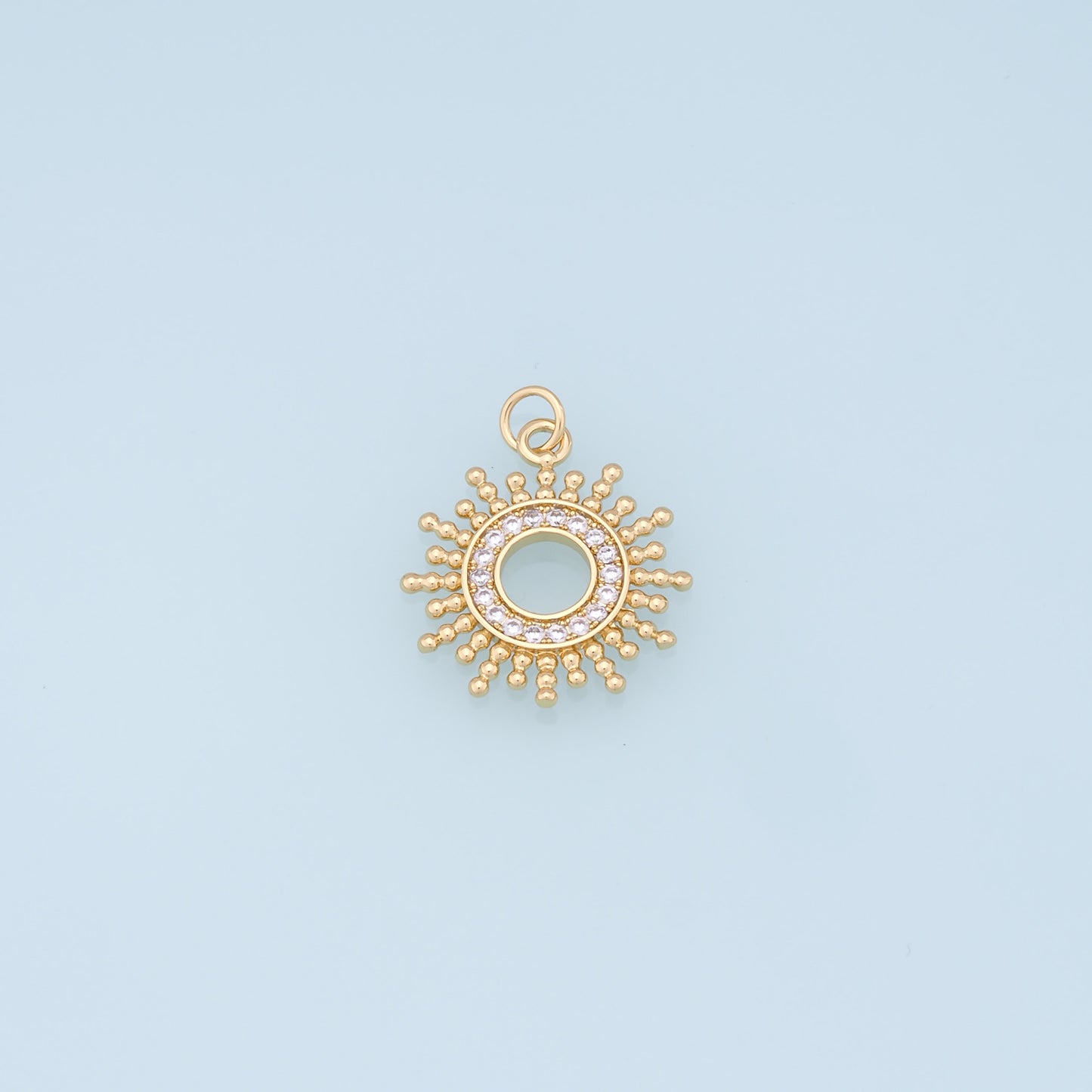 Gold CZ Sun Charms,18K Gold Filled Sun Pendant,celestial  Charm Bracelet Necklace for DIY Jewelry Making Supply