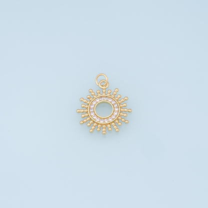 Gold CZ Sun Charms,18K Gold Filled Sun Pendant,celestial  Charm Bracelet Necklace for DIY Jewelry Making Supply
