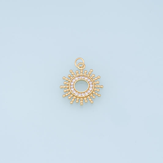 Gold CZ Sun Charms,18K Gold Filled Sun Pendant,celestial  Charm Bracelet Necklace for DIY Jewelry Making Supply