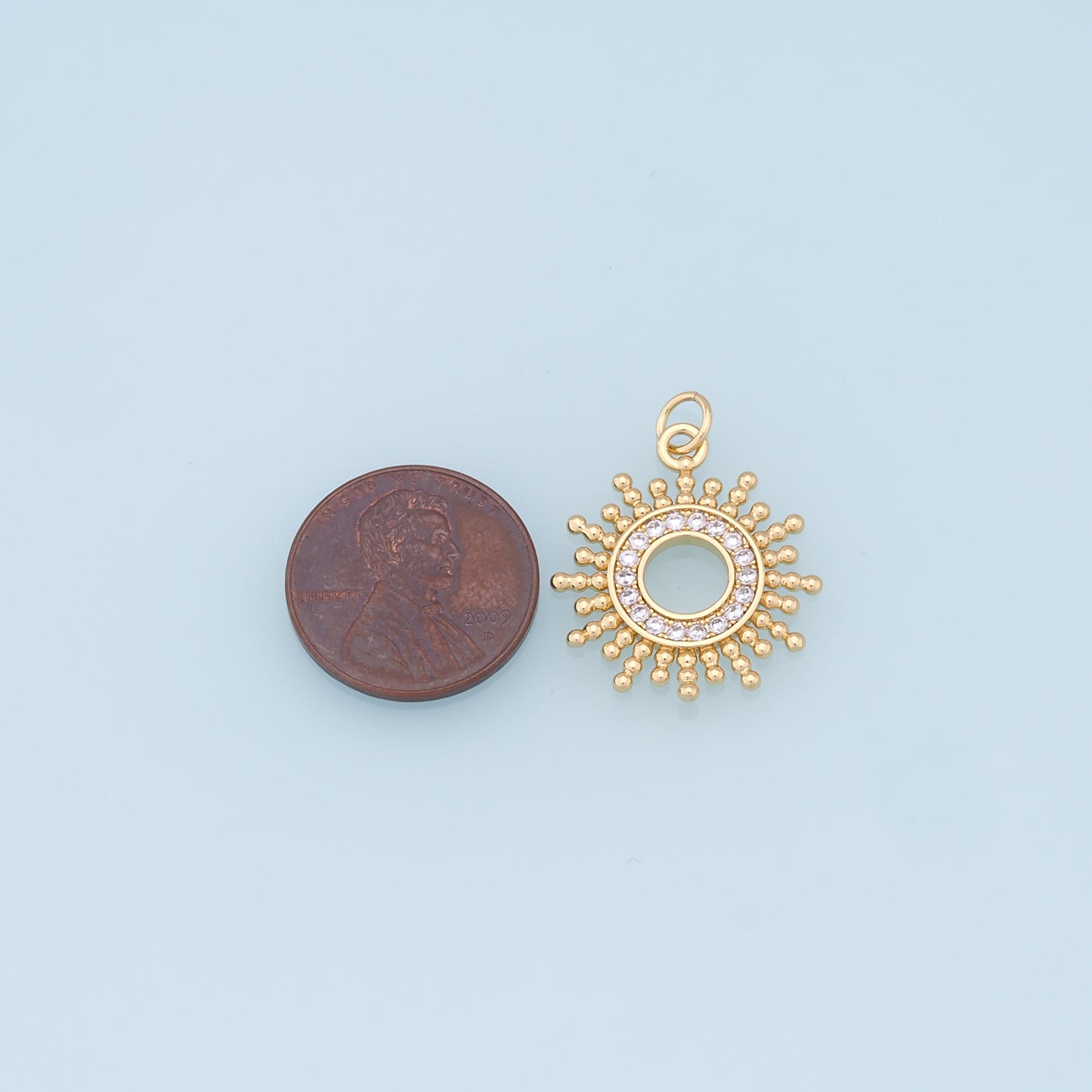 Gold CZ Sun Charms,18K Gold Filled Sun Pendant,celestial  Charm Bracelet Necklace for DIY Jewelry Making Supply