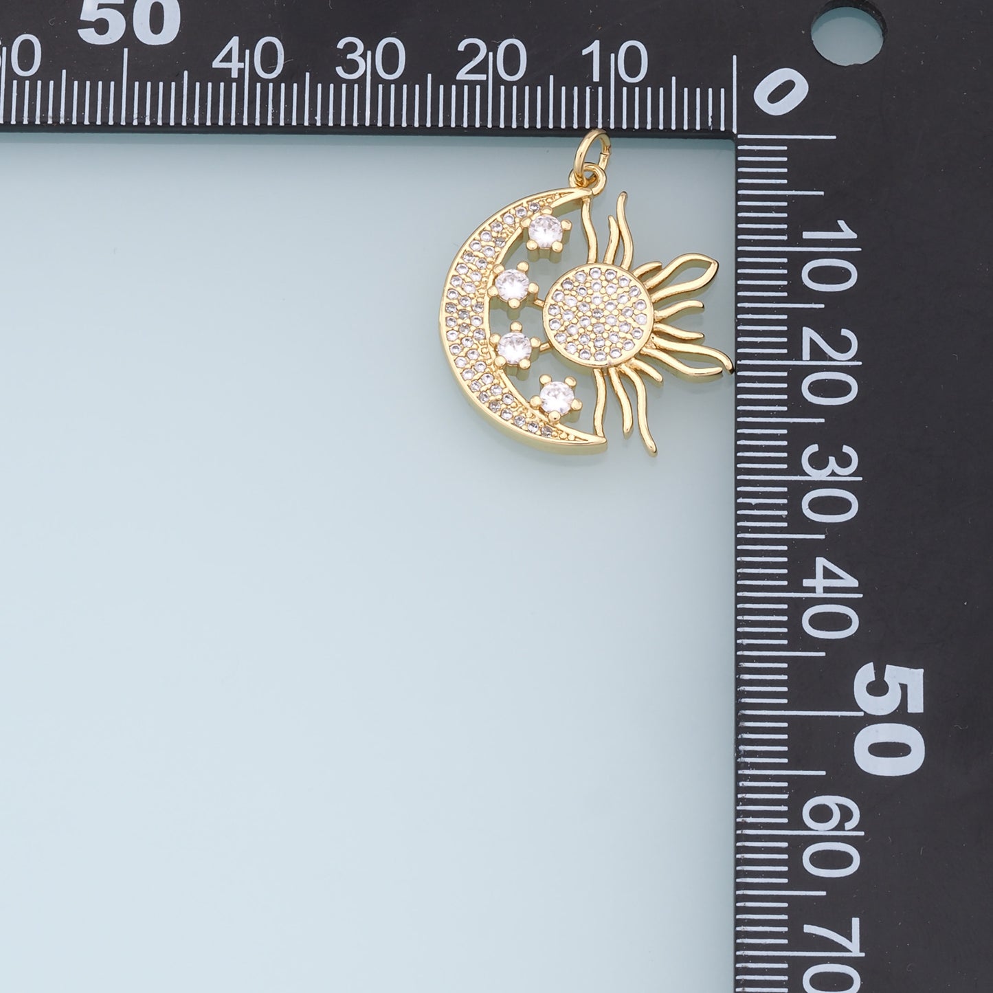 Gold Moon Star Charms,18K Gold Filled CZ Sun Pendant,Celestial Charm Bracelet Necklace for DIY Jewelry Making Supply