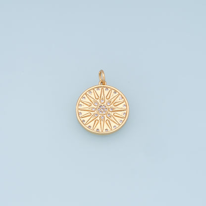 Gold CZ Sun Charms,18K Gold Filled Sun Pendant,celestial  Charm Bracelet Necklace for DIY Jewelry Making Supply