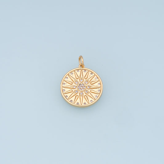 Gold CZ Sun Charms,18K Gold Filled Sun Pendant,celestial  Charm Bracelet Necklace for DIY Jewelry Making Supply