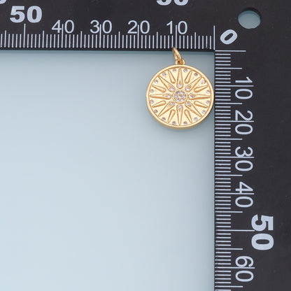 Gold CZ Sun Charms,18K Gold Filled Sun Pendant,celestial  Charm Bracelet Necklace for DIY Jewelry Making Supply