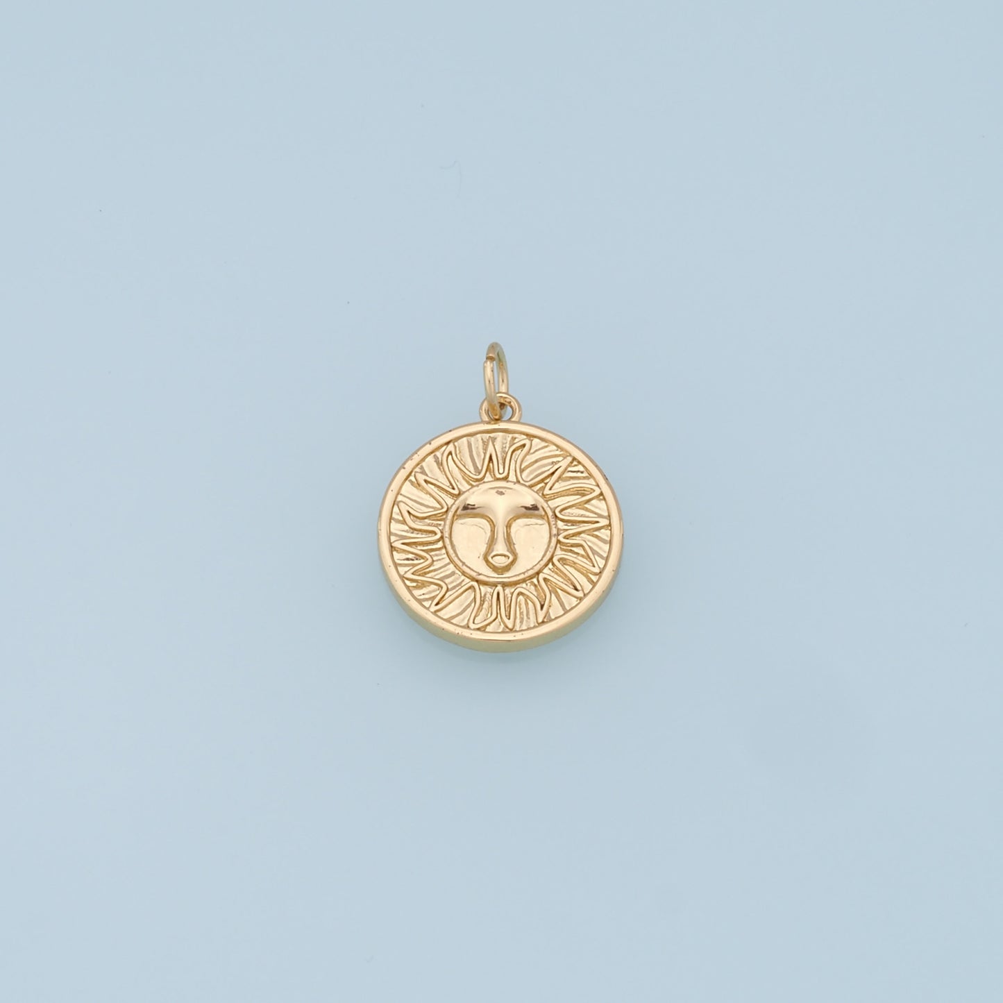 Gold Sun Charms,18K Gold Filled Round Pendant,Celestial Charm Bracelet Necklace for DIY Jewelry Making Supply