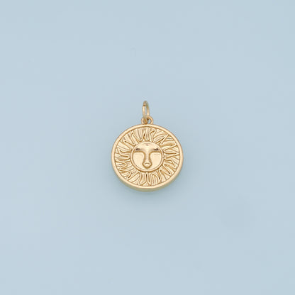 Gold Sun Charms,18K Gold Filled Round Pendant,Celestial Charm Bracelet Necklace for DIY Jewelry Making Supply