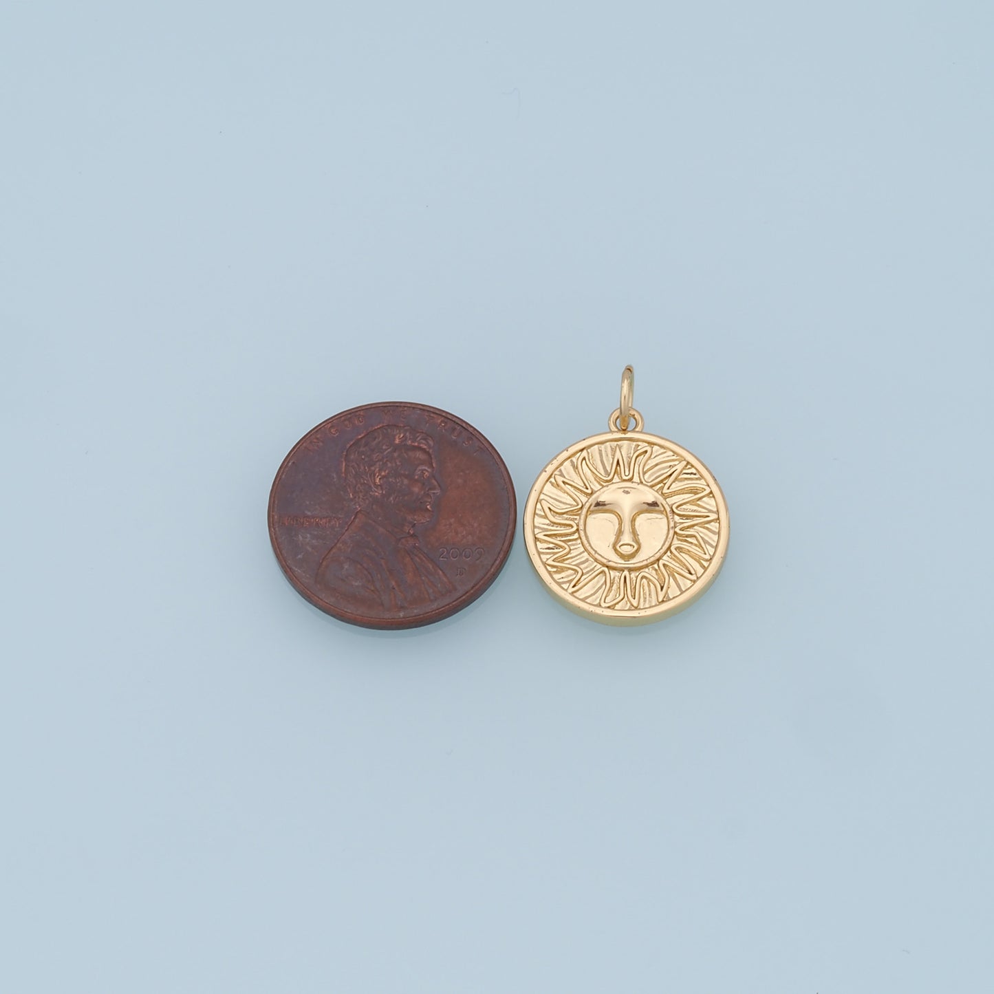 Gold Sun Charms,18K Gold Filled Round Pendant,Celestial Charm Bracelet Necklace for DIY Jewelry Making Supply
