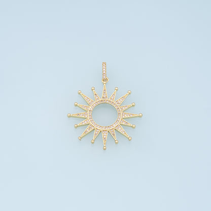 Gold CZ Sun Charms,18K Gold Filled Sun Pendant,celestial  Charm Bracelet Necklace for DIY Jewelry Making Supply