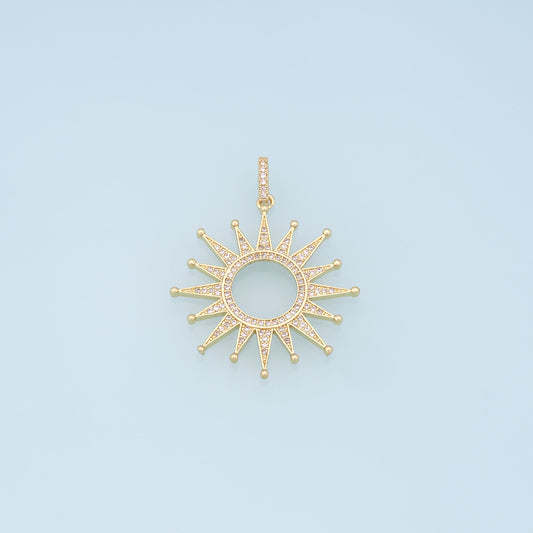 Gold CZ Sun Charms,18K Gold Filled Sun Pendant,celestial  Charm Bracelet Necklace for DIY Jewelry Making Supply