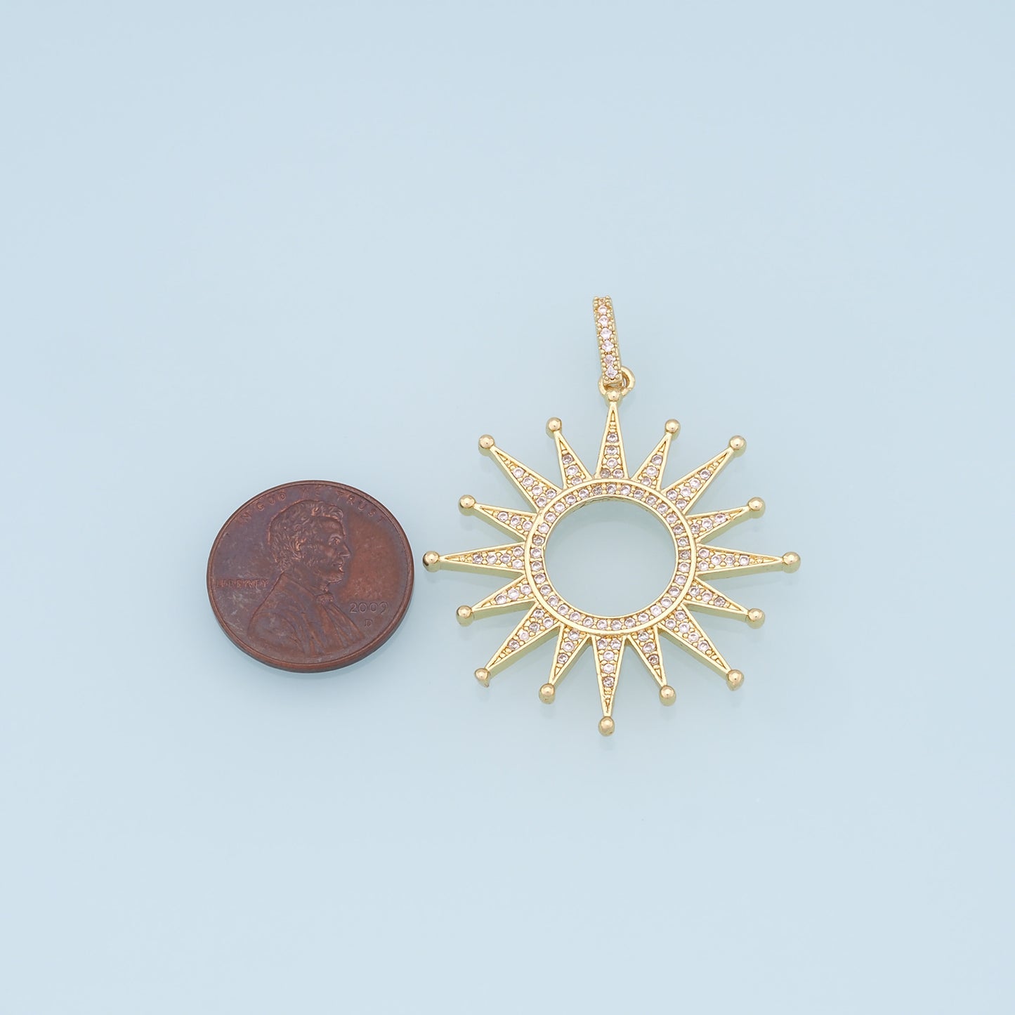 Gold CZ Sun Charms,18K Gold Filled Sun Pendant,celestial  Charm Bracelet Necklace for DIY Jewelry Making Supply