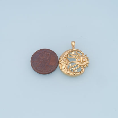 Gold Moon Sun Charms,18K Gold Filled Sun Pendant,Celestial Charm Bracelet Necklace for DIY Jewelry Making Supply