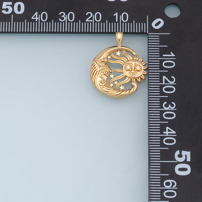 Gold Moon Sun Charms,18K Gold Filled Sun Pendant,Celestial Charm Bracelet Necklace for DIY Jewelry Making Supply